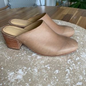 NISOLO Heeled Paloma Mules Tan Almond Slip On Cushion Sole Waterproof